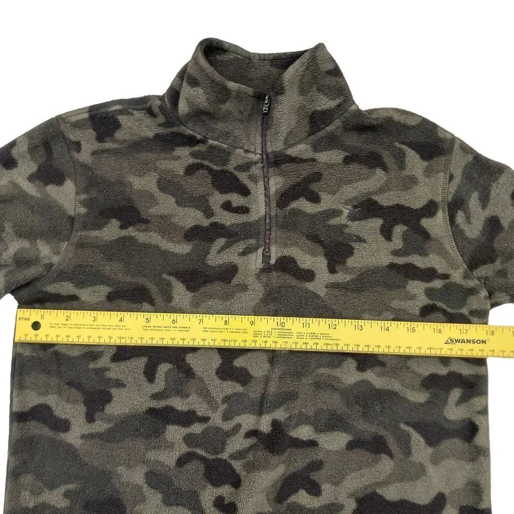 Old Navy Boys Fleece Camo Sweater 14 Green 1/4 Zip Warm Travel Outdoor